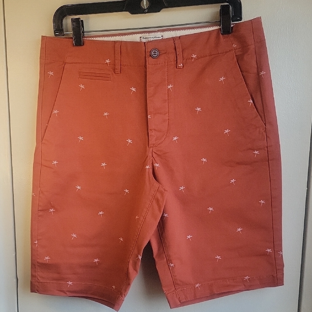 Jack & Jones Orange Flat Front Shorts Casual Style